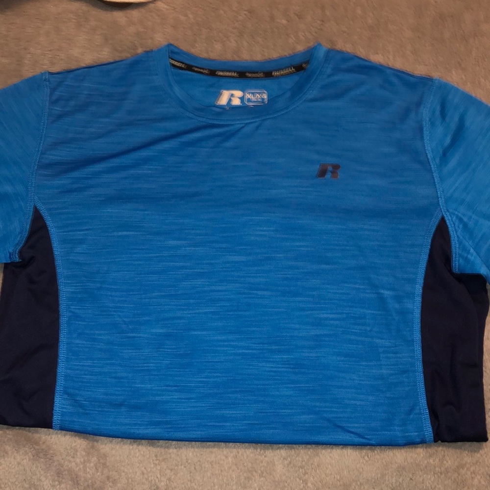 Russell Dri Power 360 Shirt Blue w/ Navy accent Youth XL (14-16)